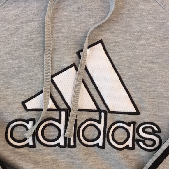 Adidas Grey 3 stripe hoodie - Picture 2 of 4